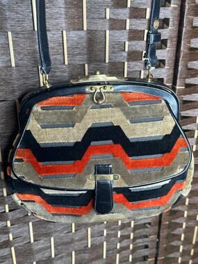 Vintage Morris Moskowitz Geometric Carpet Bag & Coin Purse Set